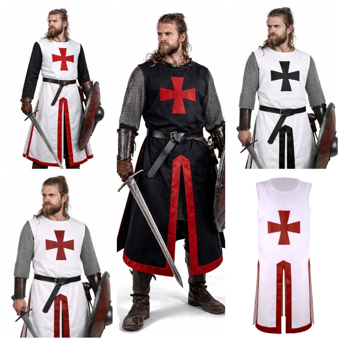 Medieval Tunic Royal Knight The Knights Templar Mens Warrior Crusader Costume with Belt