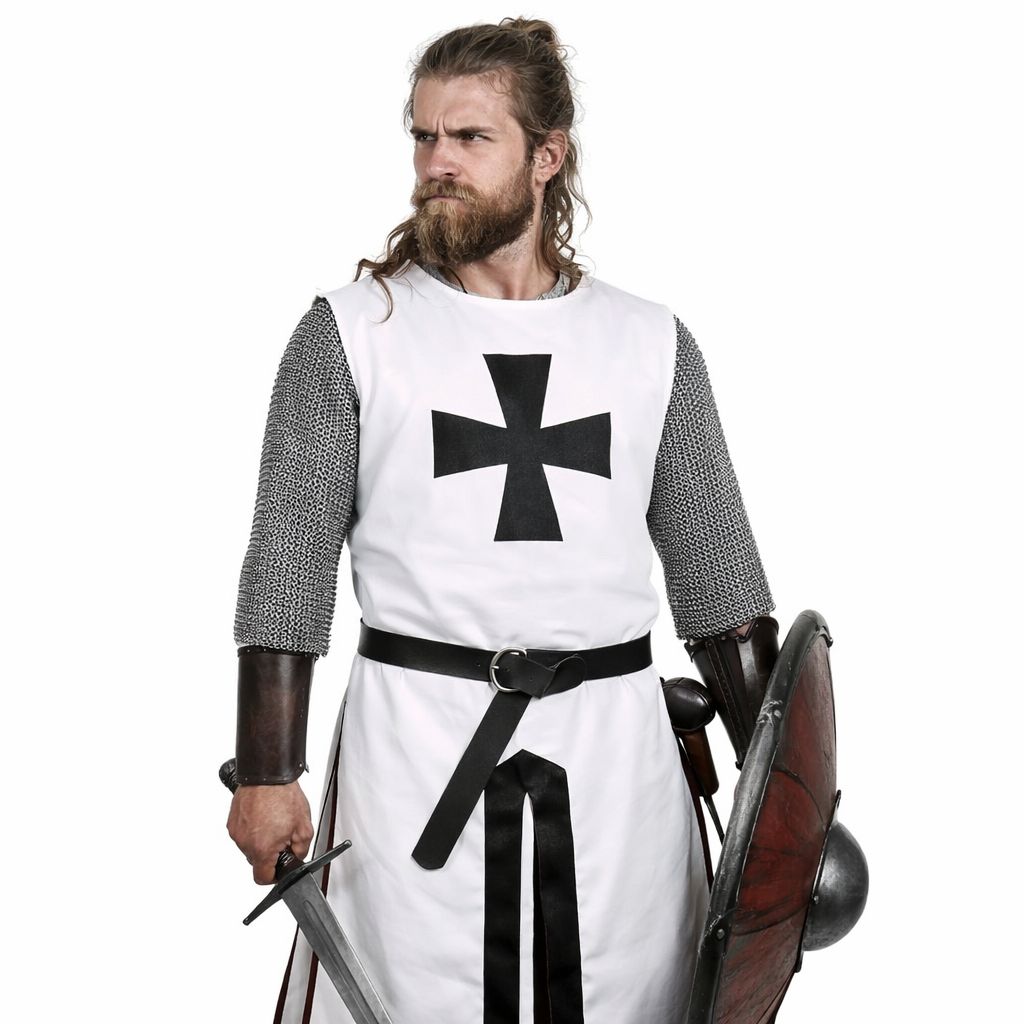Medieval Tunic Royal Knight Renaissance Roman Mens Costume Warrior Crusader Belt