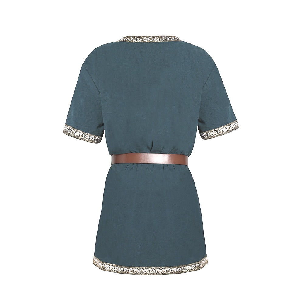 Kids Medieval Viking Tunic Shirt Renaissance Costume Top Retro V-Neck Outfit