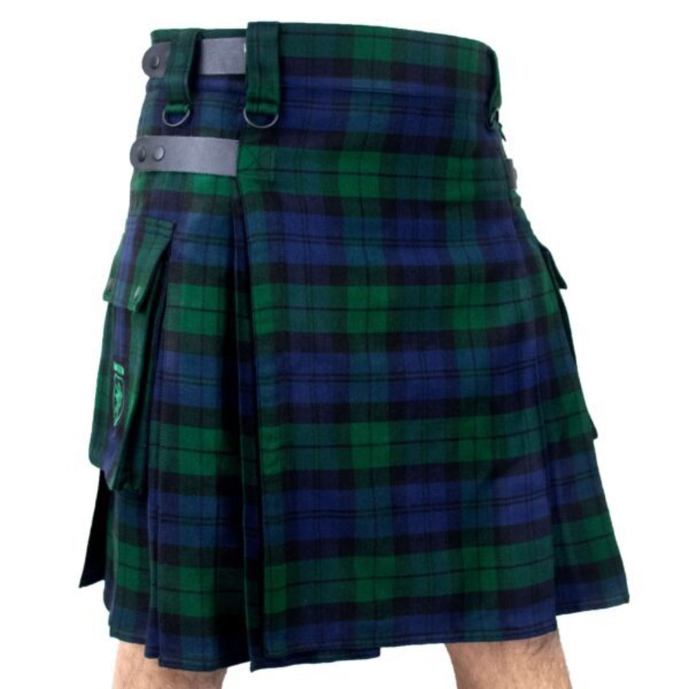 Mens Scottish Kilt Plaid Pleated Skirt Tartan Utility Costume Holiday Dress