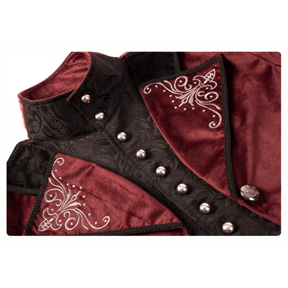 Men's Noble High Collar Double-Breasted Vintage European Medieval Tailcoat