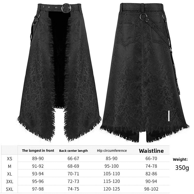 Dark Punk Rock Black Skirt Pants Unisex Gothic Streetwear Wide Leg Bottoms