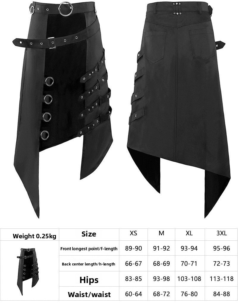 Dark Punk Rock Black Skirt Pants Unisex Gothic Streetwear Wide Leg Bottoms