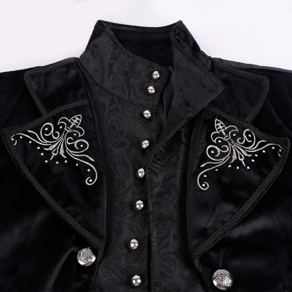 Men's Noble High Collar Double-Breasted Vintage European Medieval Tailcoat