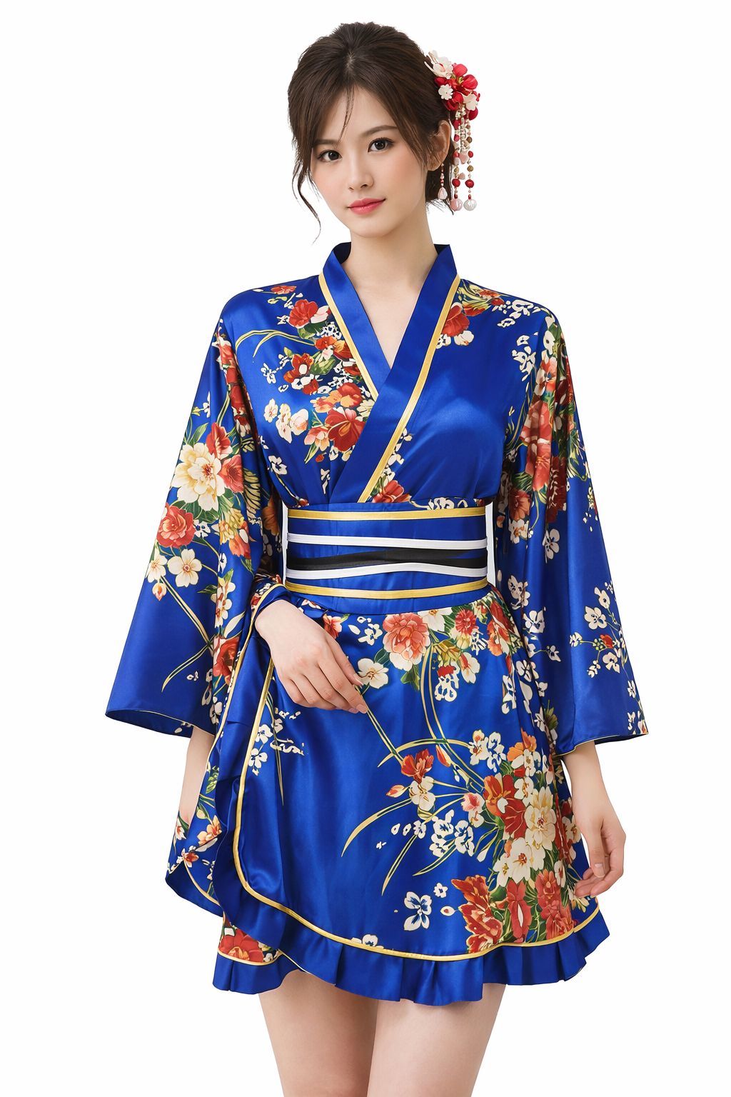 Japanese Kimono Robe Floral Yukata Dress Cosplay Sleepwear Costume Women