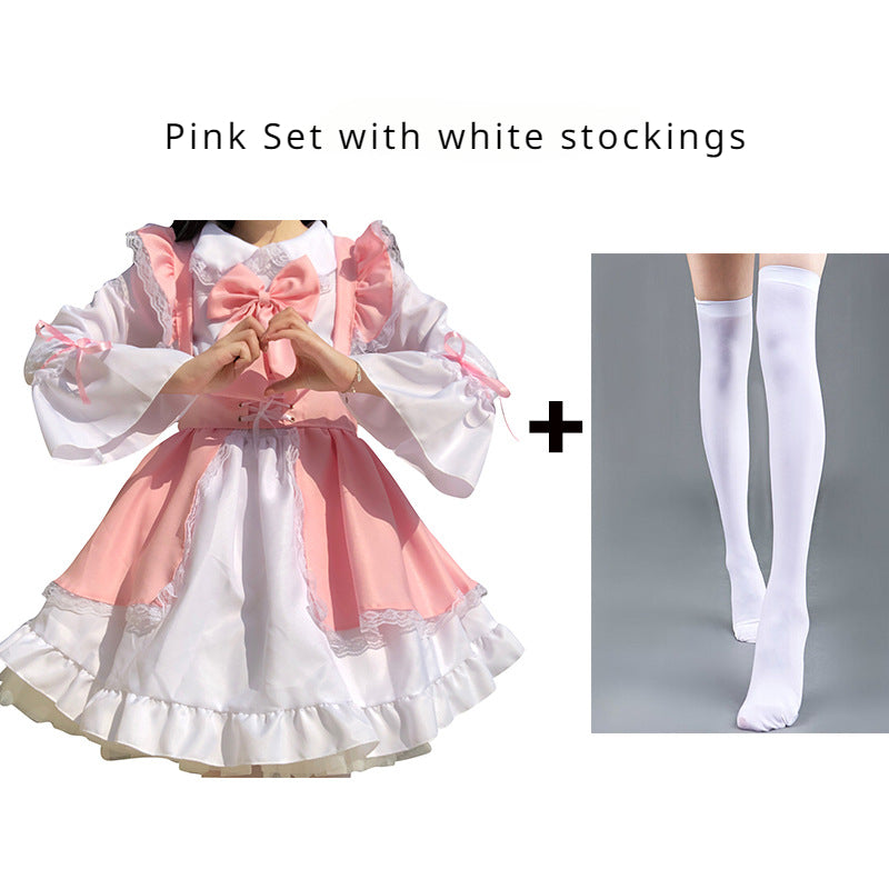 Japanese Style Crossdressing Lolita Distinguished Dress - Women's Long Sleeve Short Skirt Western-style Cosplay Maid Costume