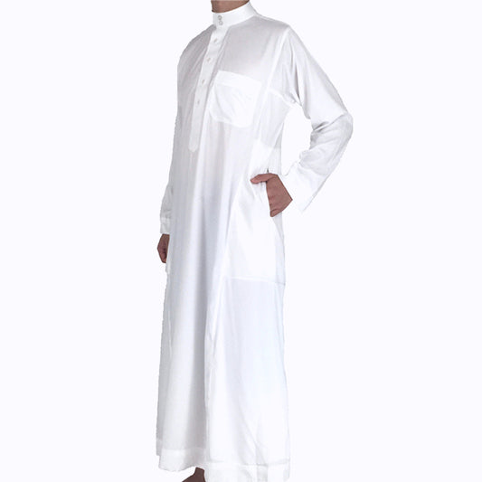 Mens Muslim Clothing Saudi Arab Long Sleeve Thobe Islamic Jubba Kaftan Long Robe