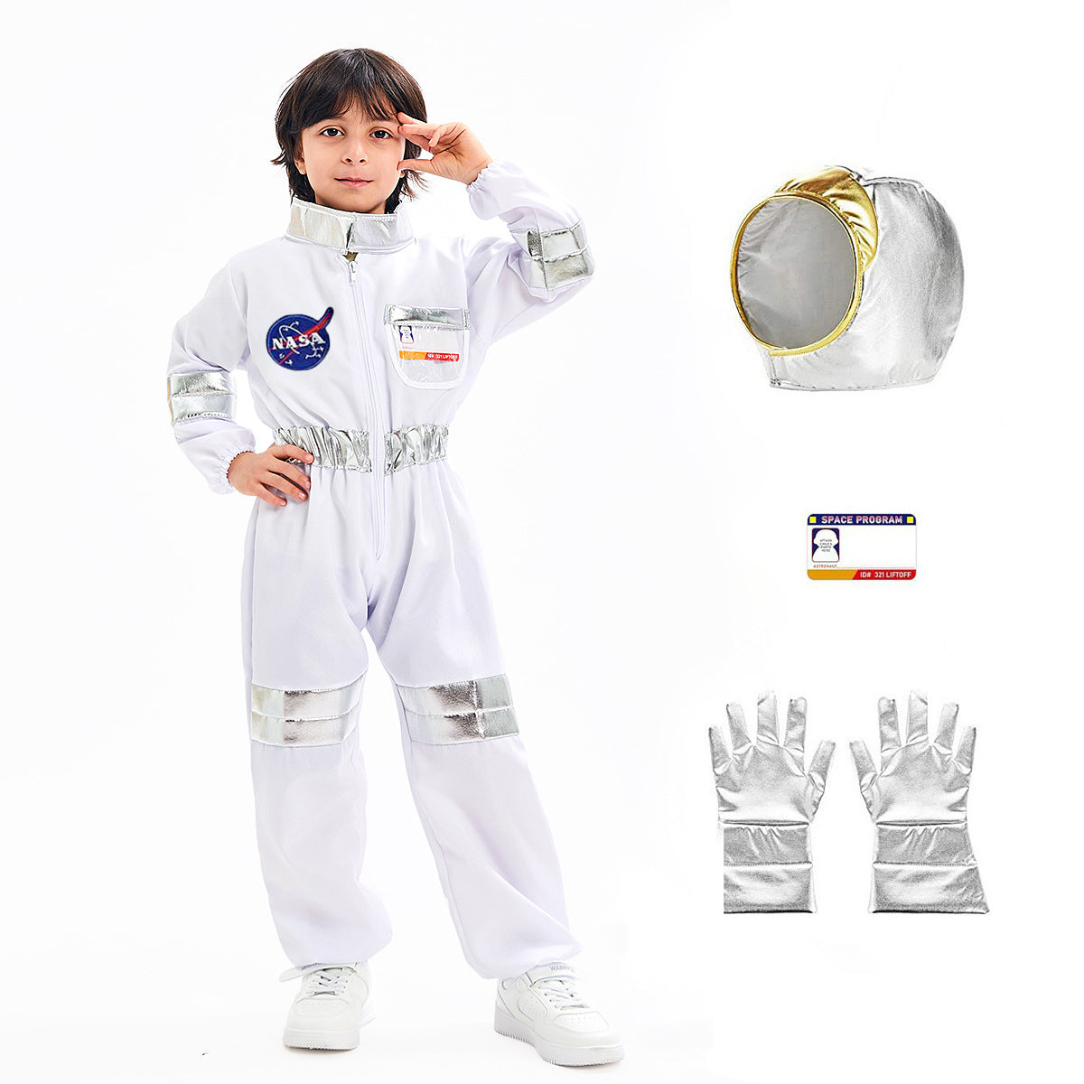 Boys Girls Astronaut Costume Space Man NASA Kids Fancy Dress Outfit Book Day