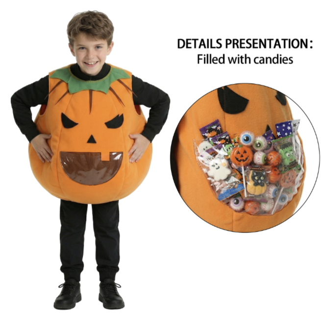 Halloween Costume Decoration Pumpkin Candy Set Kindergarten Children's Smock