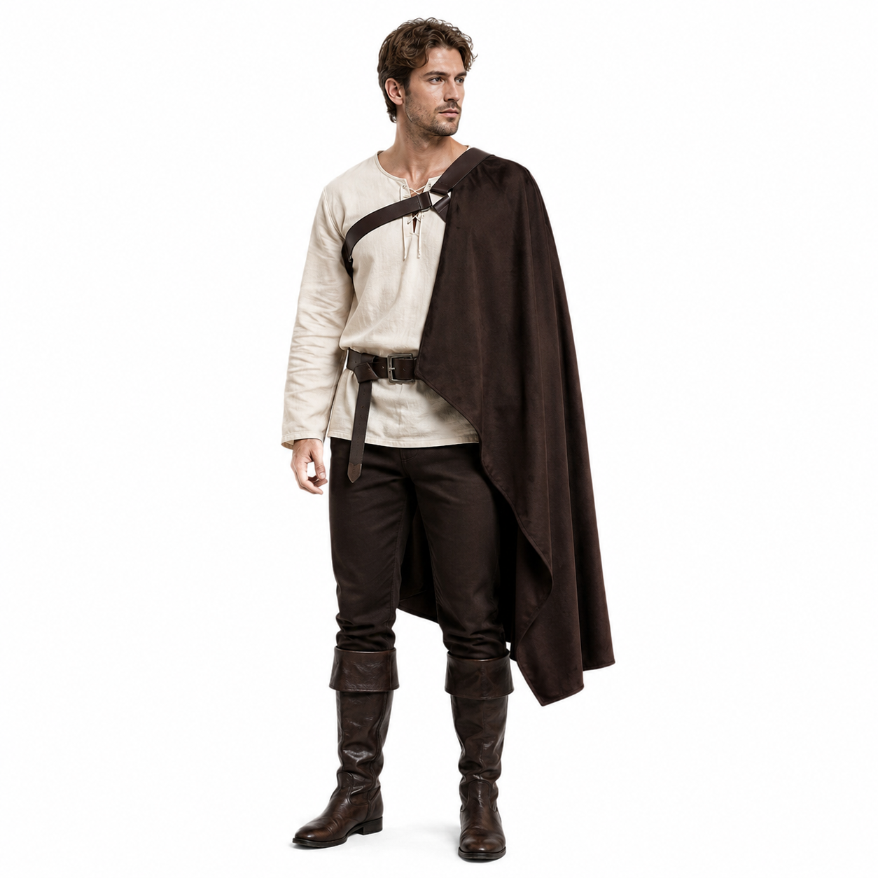 Mens Tudor Noble One Shoulder Cloak Medieval Knight Cape LARP Ren Faire