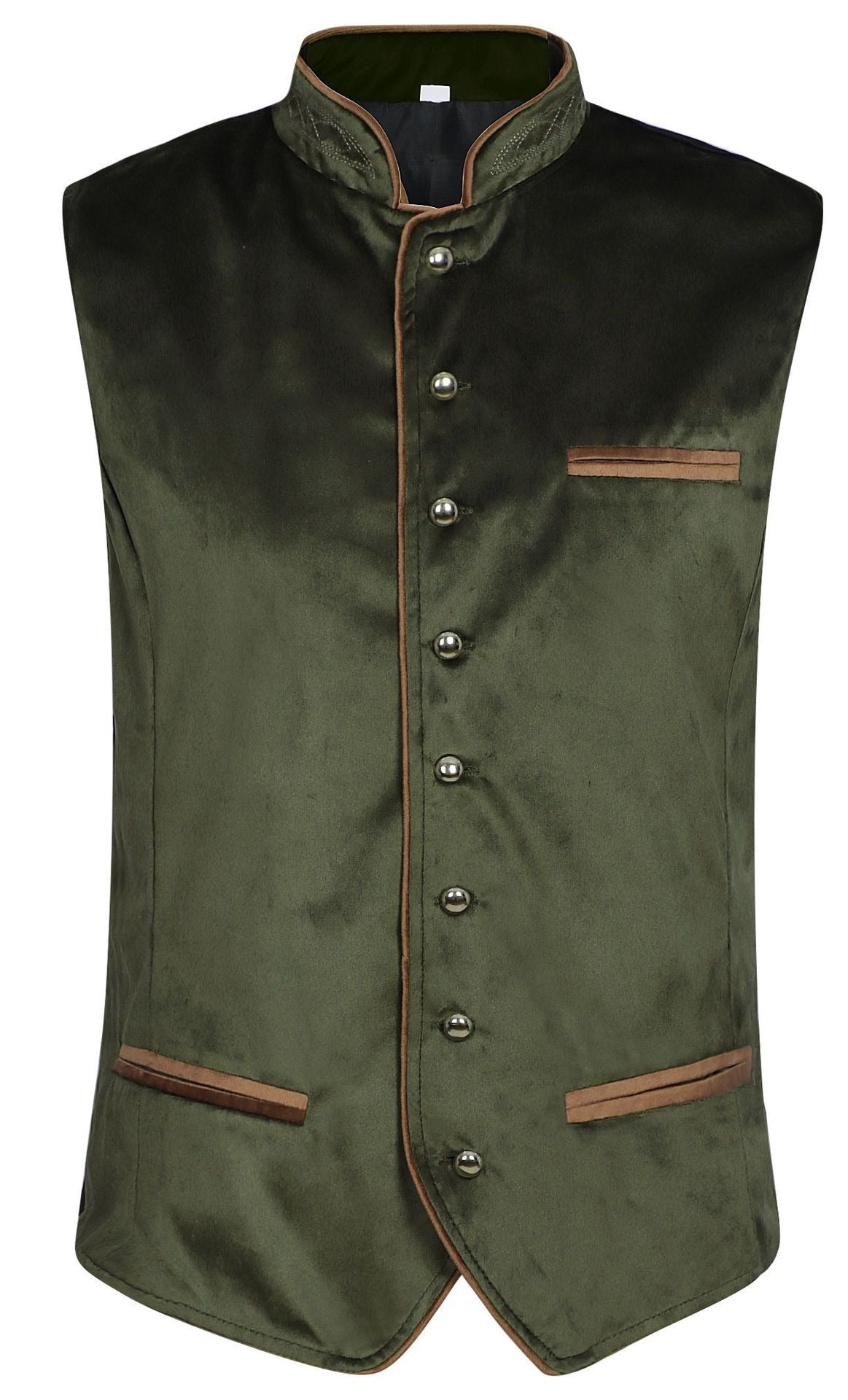 Mens Vintage Velvet Vest Metal Button Tavern Waiter Oktoberfest Waistcoat