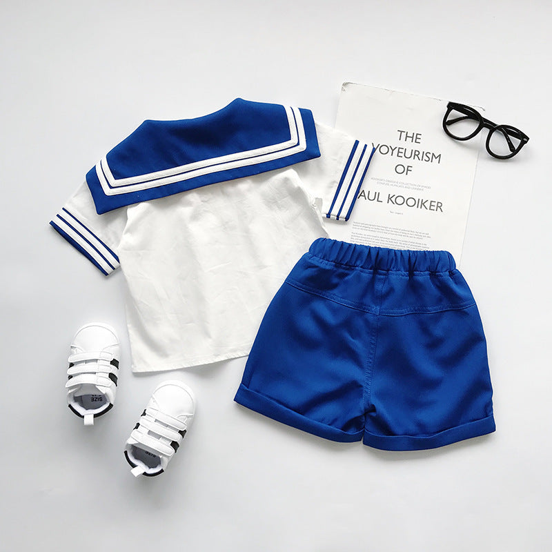 Boy Navy Sailor Costume Kids Child Halloween Blue Red Uniform Fancy Dress