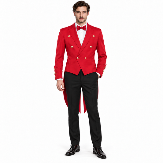 Men's Red Mid-Length Victorian Tailcoat Jacket – Vintage Swallowtail Coat