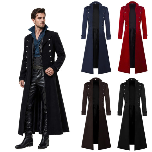 Men's Steampunk Vintage Jacket, Gothic Victorian Frock Coat, Uniform Halloween Costume