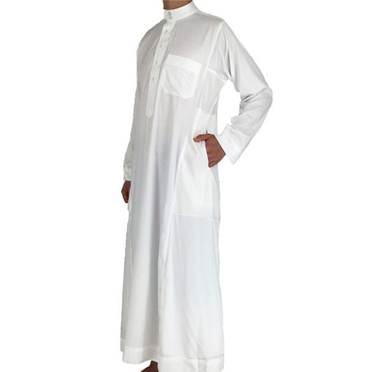 Mens Muslim Clothing Saudi Arab Long Sleeve Thobe Islamic Jubba Kaftan Long Robe