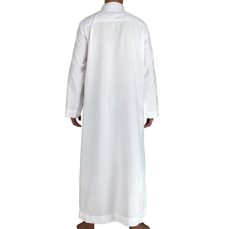 Mens Muslim Clothing Saudi Arab Long Sleeve Thobe Islamic Jubba Kaftan Long Robe