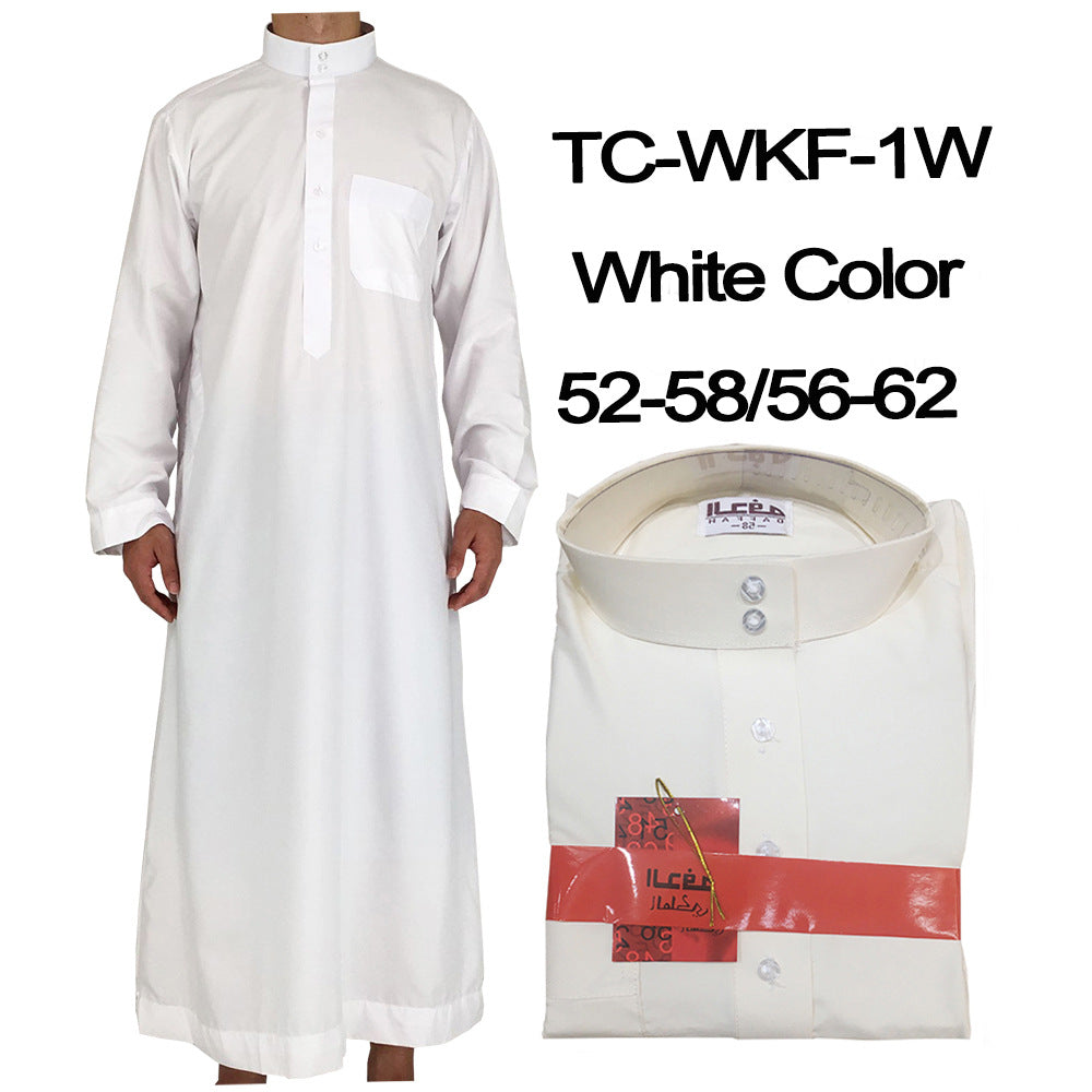 Mens Muslim Clothing Saudi Arab Long Sleeve Thobe Islamic Jubba Kaftan Long Robe