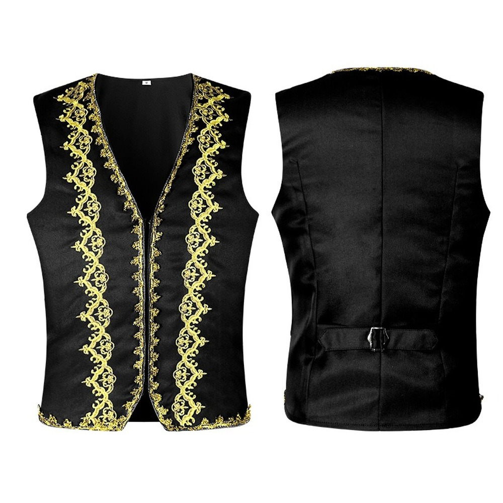 Men Medieval Vest Waistcoat Gothic Steampunk Victorian Prince Halloween Costume