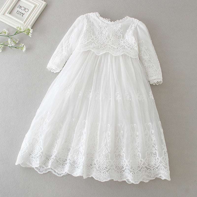 Elegant Lace Baby Baptism Christening Gown Blessing Dress + Bonnet