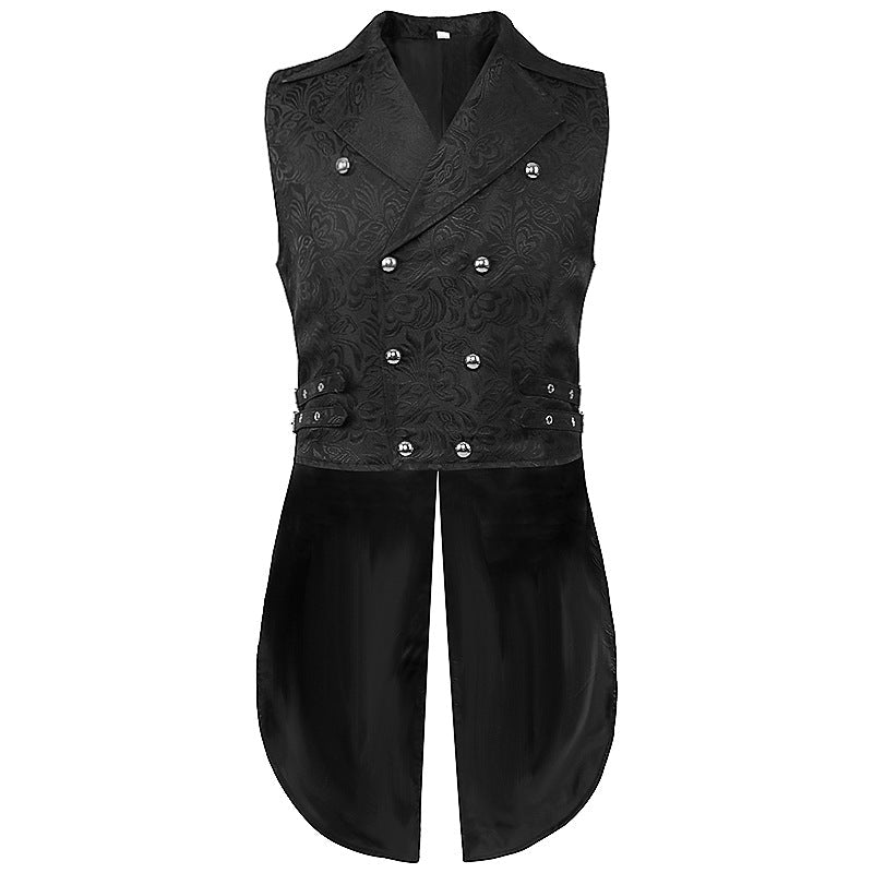 Men Jacquard Steamed Retro Vest Gothic Punk Renaissance ethnic Waistcoat Brocade