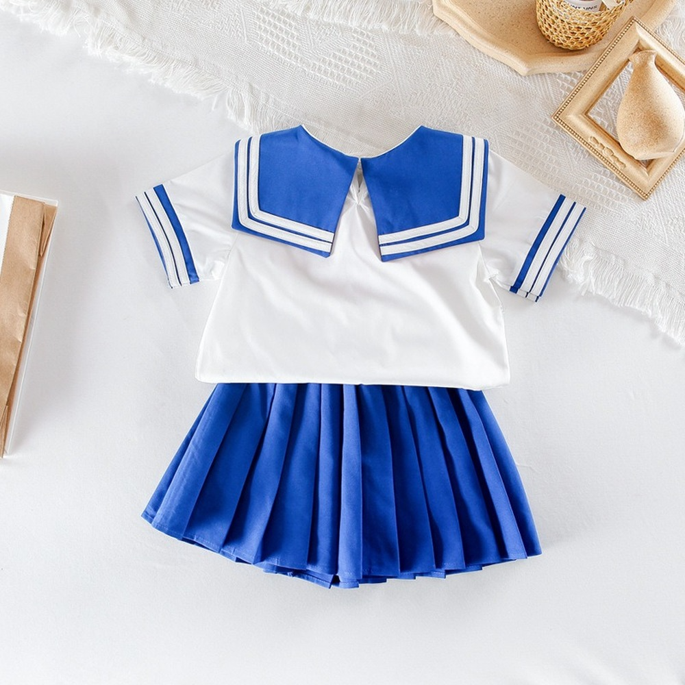 Girls Navy Sailor Costume Kids Child Halloween Blue Red Uniform Fancy Dress