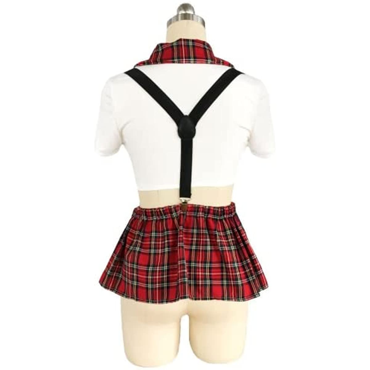 Women's Lingerie Schoolgirl Uniform Costumes Set with Suspenders