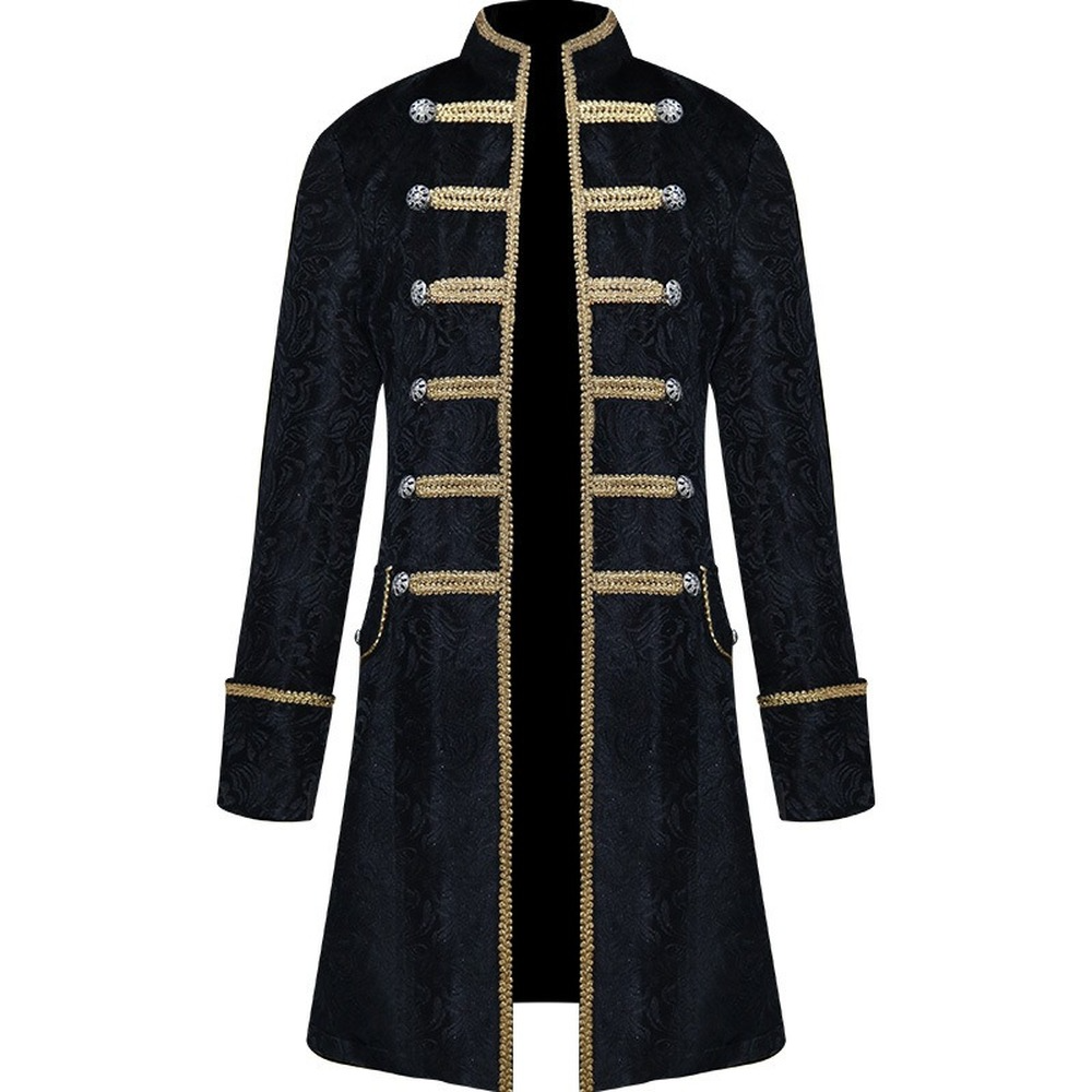 Men's Steampunk Vintage Medieval Tailcoat Jacket Retro Gothic Victorian Frock Coat Uniform Halloween Cosplay Costume