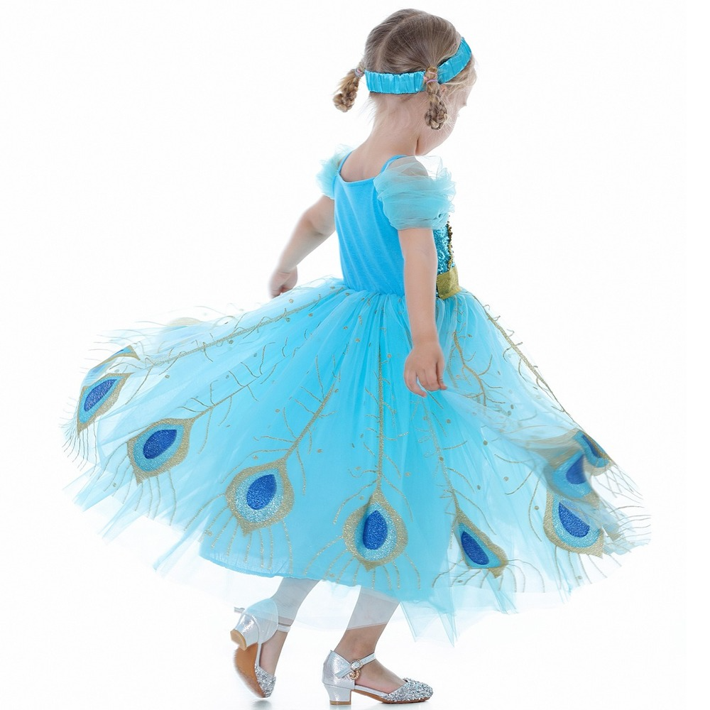 Girls Princess Jasmine Costume Kids Halloween Party Fancy Dress Up Birthday Gift