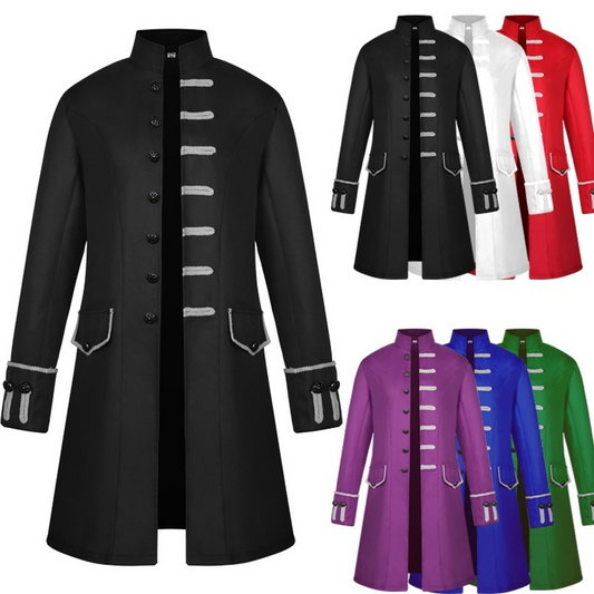 Men Medieval Renaissance Steampunk Coat Vintage Gothic Jacket Halloween Costume