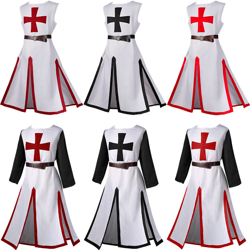 Medieval Tunic Royal Knight The Knights Templar Mens Warrior Crusader Costume with Belt