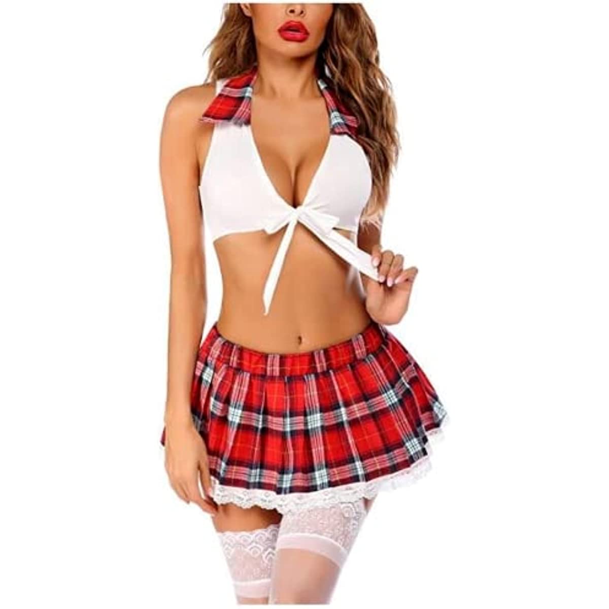 School Girl Roleplay Exotic Costume for Women Plaid Skirt Student Cosplay Set