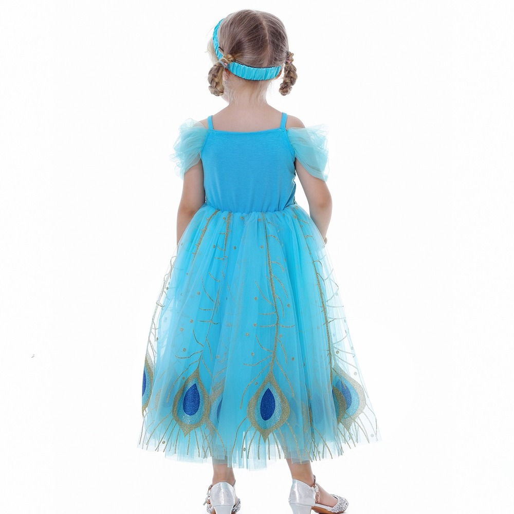 Girls Princess Jasmine Costume Kids Halloween Party Fancy Dress Up Birthday Gift