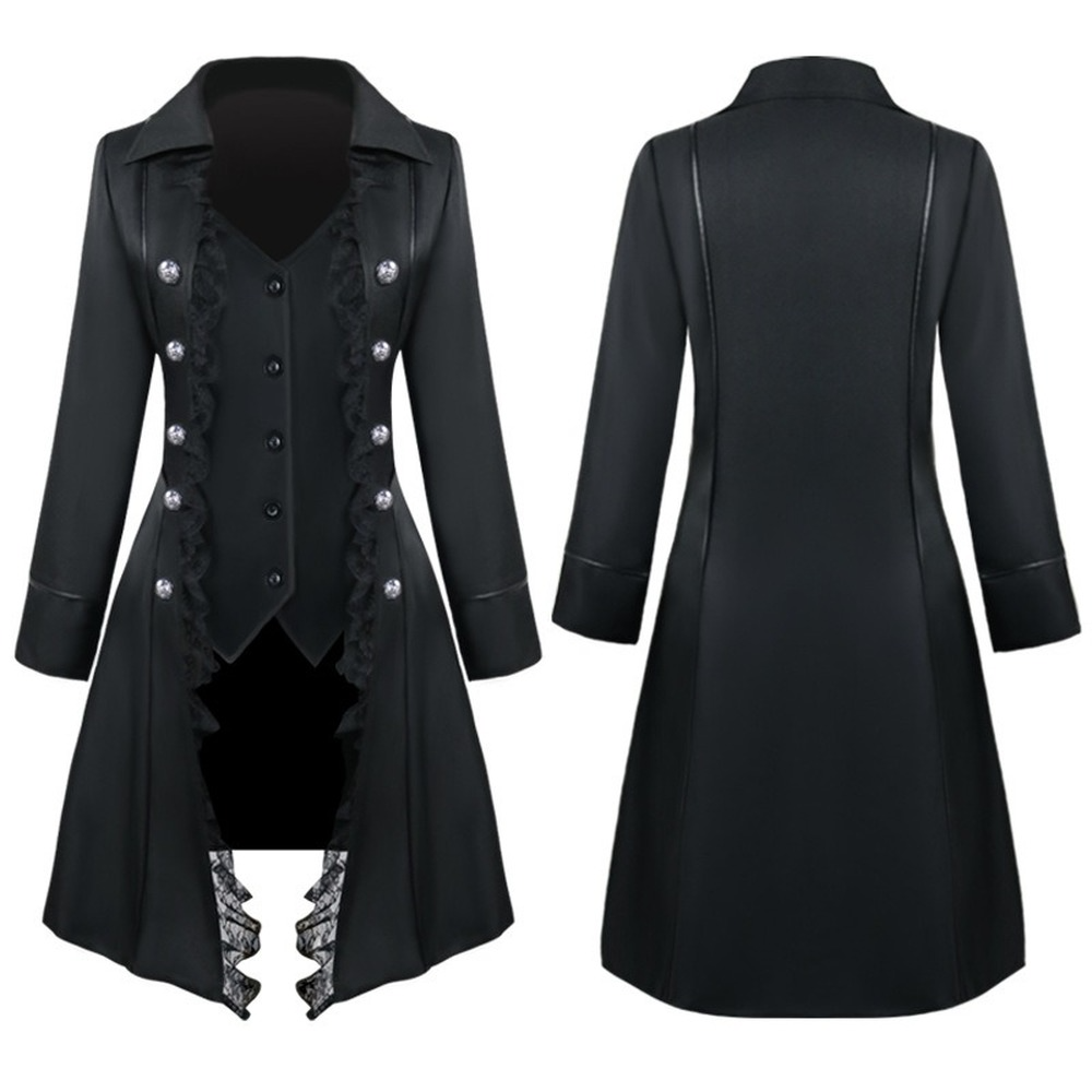 Women Historical Medieval Lace Edged Halloween Costume Cloak Coat Jacket