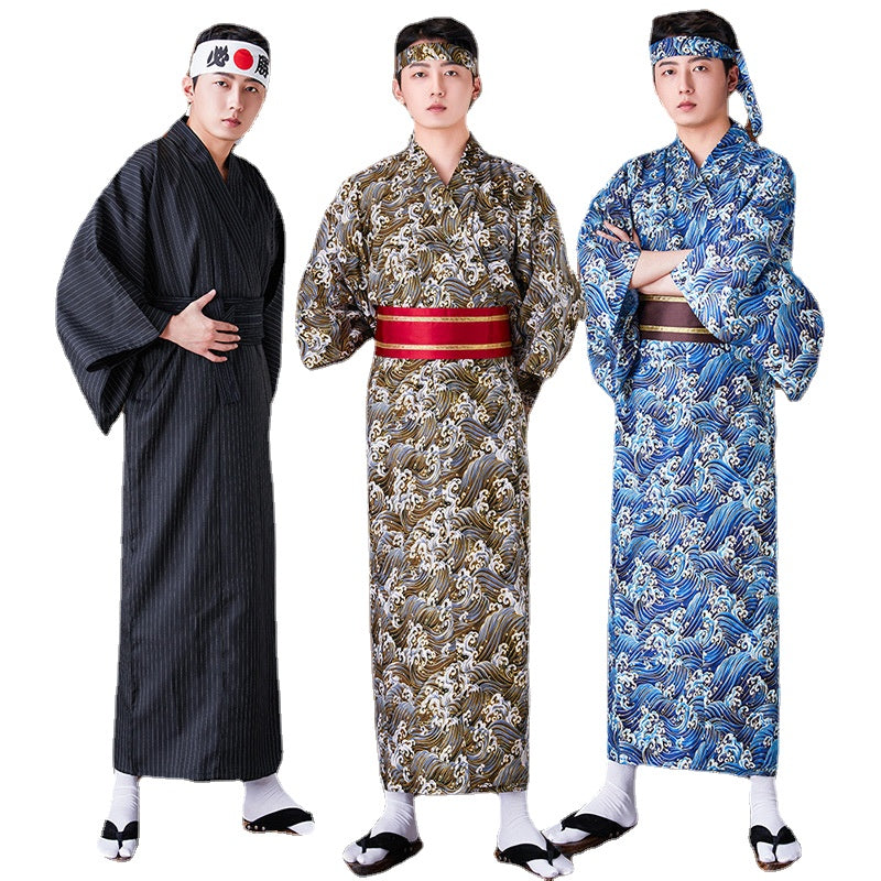 Japanese Kimono Formal Men's Traditional Samurai Suit | Long Samurai Kimono Set