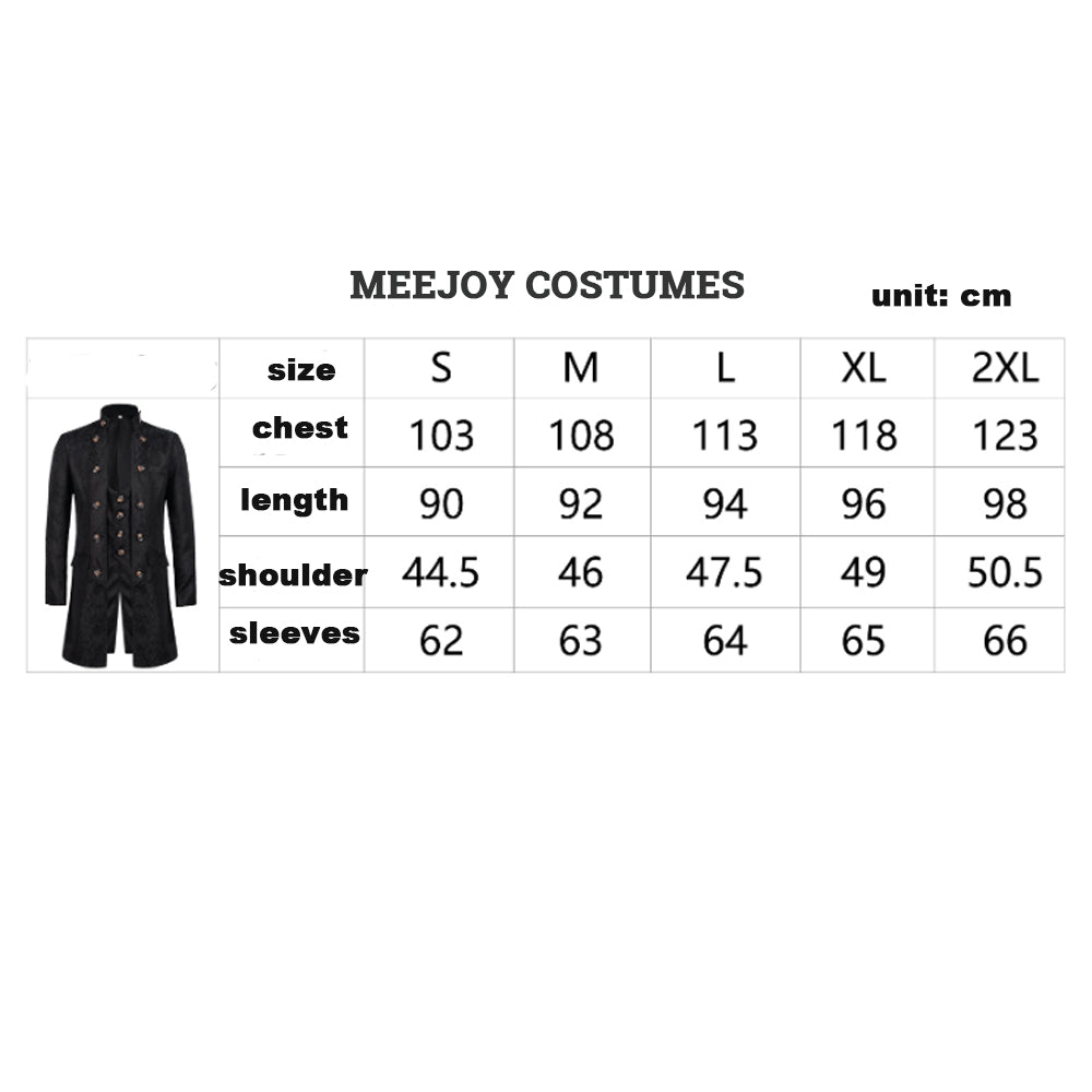 Men's Steampunk Vintage Medieval Tailcoat Jacket Retro Gothic Victorian Frock Coat Uniform Halloween Cosplay Costume