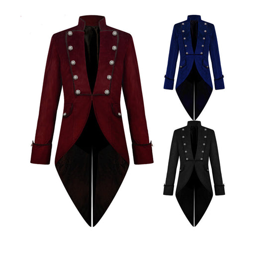 Unisex Victorian Tailcoat Steampunk Medieval Jacket Gothic Coat Halloween Costume