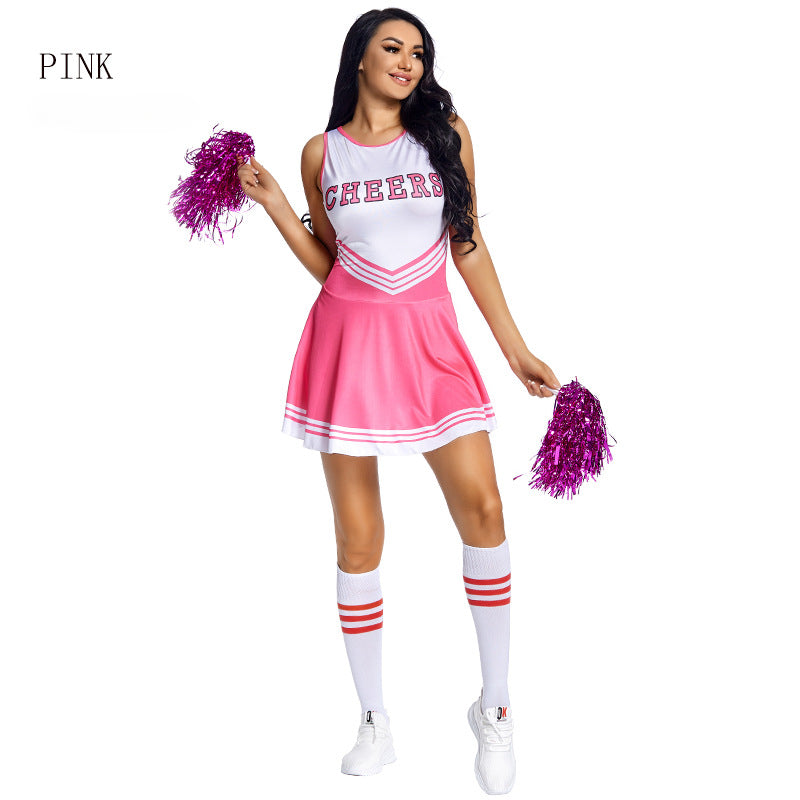 Women's Cheerleading Uniform | Five-color CHEERS Sleeveless Football Baby | Cheerleading Skirt & Socks with La La Flowers