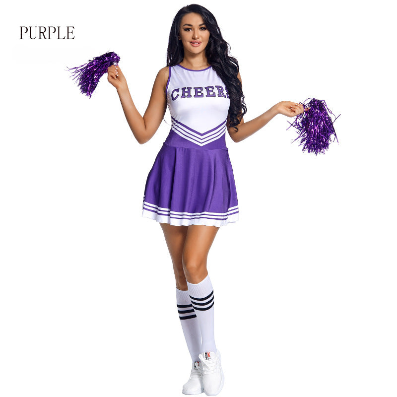 Women's Cheerleading Uniform | Five-color CHEERS Sleeveless Football Baby | Cheerleading Skirt & Socks with La La Flowers