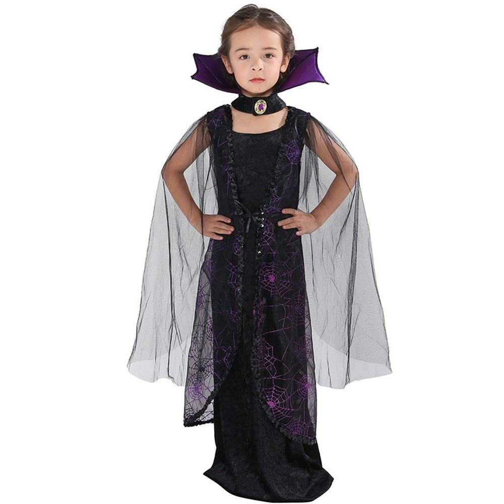 Girls Witch Costume Kids Batgirl Halloween Cosplay Fancy Dress Up Party Outfit