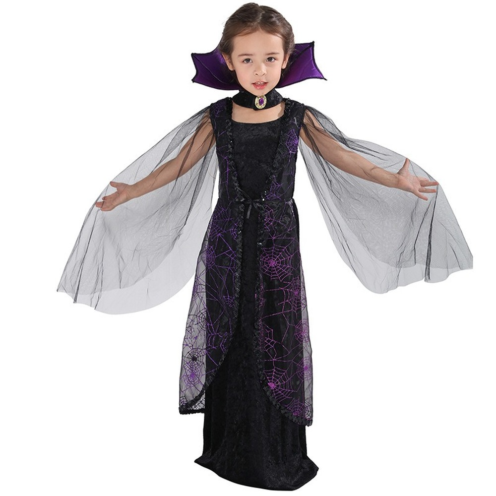 Girls Witch Costume Kids Batgirl Halloween Cosplay Fancy Dress Up Party Outfit