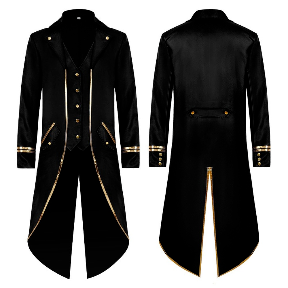 Men's Steampunk Tailcoat Jacket Medieval Gothic Victorian Coat Halloween Costume