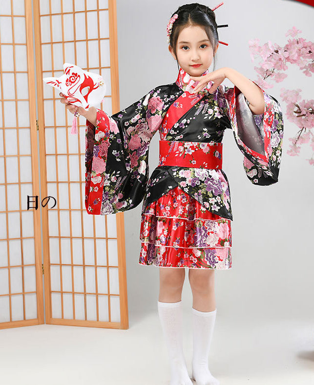 Girls Lolita Skirt Set Japanese Improved Performance Kids Kimono set for Cosplay and Anime Fans