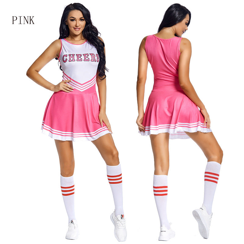 Women's Cheerleading Uniform | Five-color CHEERS Sleeveless Football Baby | Cheerleading Skirt & Socks with La La Flowers