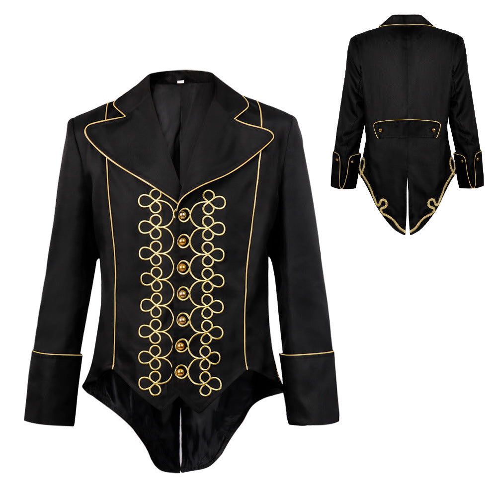 Men Medieval Gothic Jacket Coat Victorian Steampunk  Short Tailcoat Halloween Costume