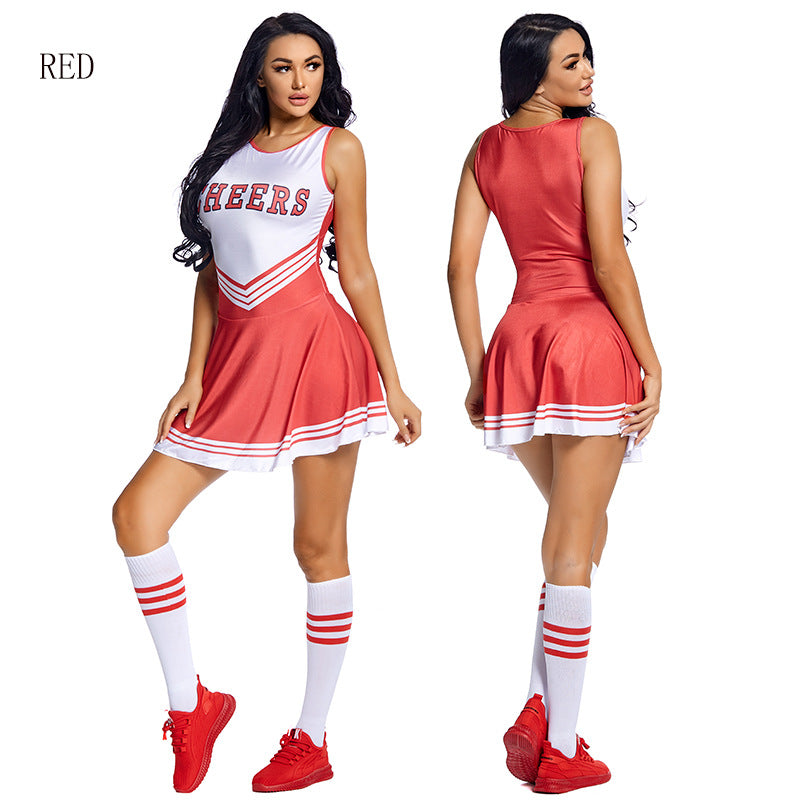 Women's Cheerleading Uniform | Five-color CHEERS Sleeveless Football Baby | Cheerleading Skirt & Socks with La La Flowers