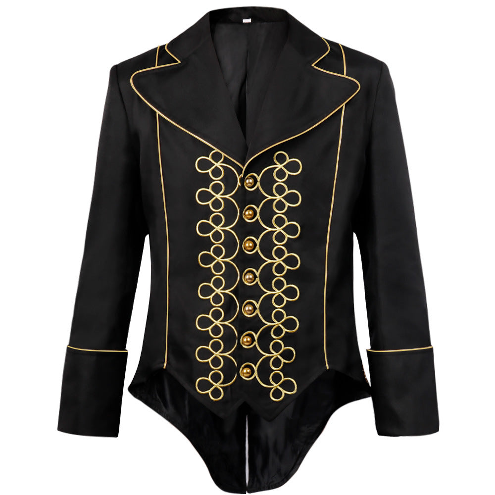 Men Medieval Gothic Jacket Coat Victorian Steampunk  Short Tailcoat Halloween Costume