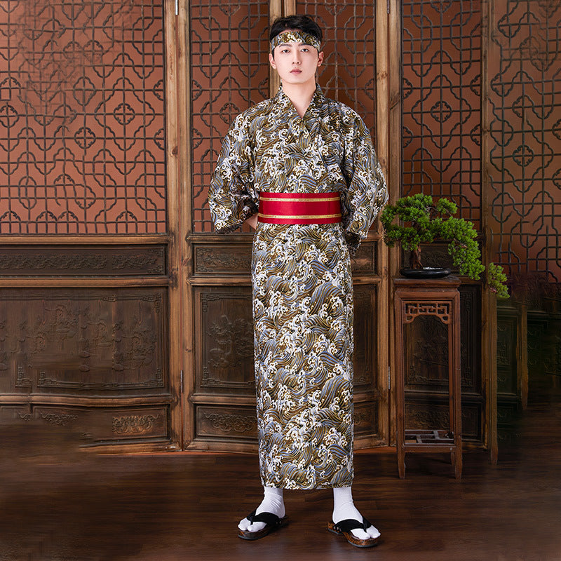 Japanese Kimono Formal Men's Traditional Samurai Suit | Long Samurai Kimono Set