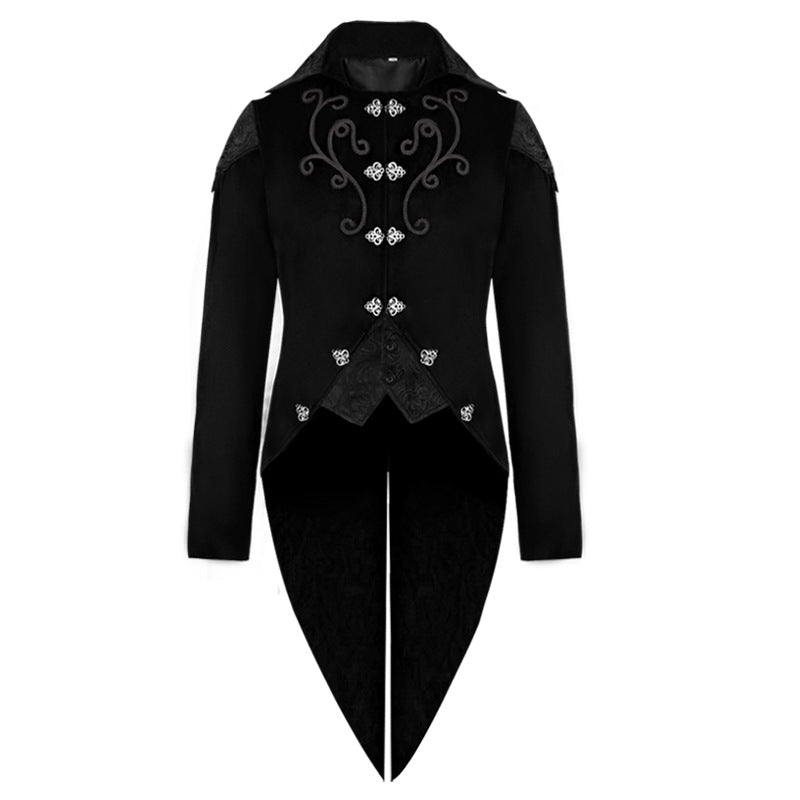 Men Victorian Tailcoat Steampunk Medieval Jacket Gothic Coat Halloween Costume