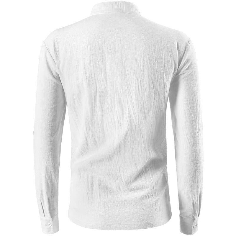 Gothic Frilled Stand Collar Long Sleeve Men's Shirt with Pleated Cuffs Pullover Shirts