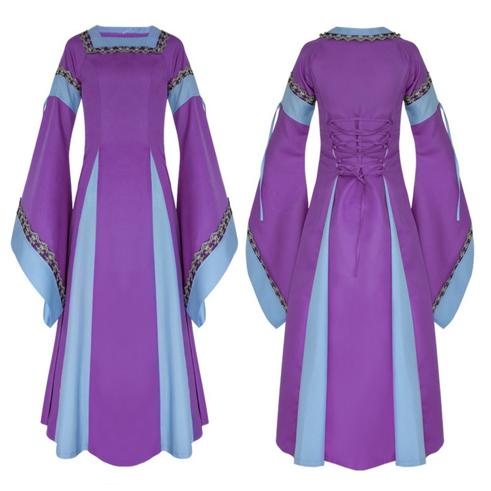 Women Irish Renaissance Medieval Dress Halloween Costume Retro Party Gothic Gown